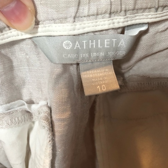 ATHLETA Cabo Tide Linen Jogger Pant 10 Camo Camouflage Tan Ivory Summer 531156 - Picture 5 of 7